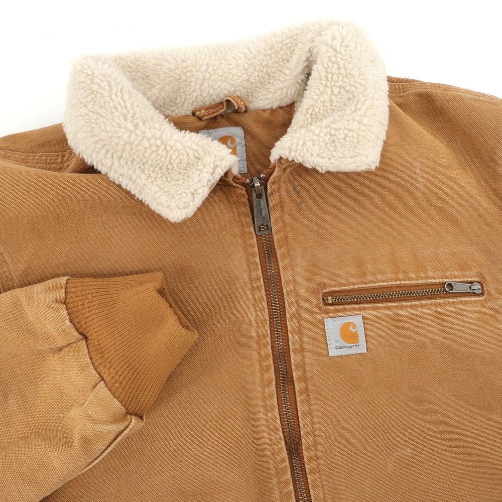 Carhartt Wildwood Duck Tan Sherpa Lined Jacket Womens Large No Hood Embroidered